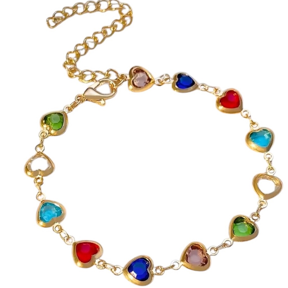 Colorful Gold Heart Bracelet